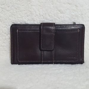 Fossil Brown Leather Checkbook Wallet